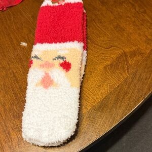 Festive Santa Fuzzy Socks